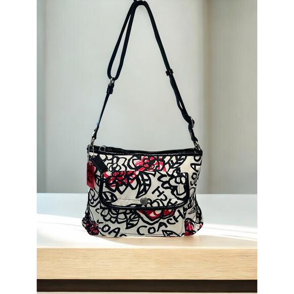 Y2K Coach F16864 Poppy Daisy Floral Graffiti Crossbody Bag & Wristlet - Picture 2 of 16